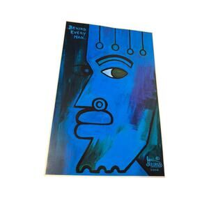 Larry Stevens 2002 Behind Every Man Blue Abstract Art Print